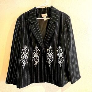Vintage Fleur by David Rodriguez Blazer Black & White stripped . Woman’s Sz 16